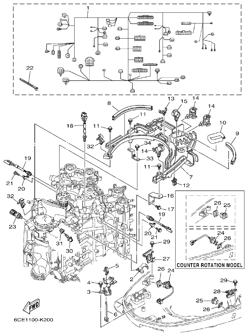 Yamaha F225FET, FL225FET ELECTRICAL 4 parts diagram